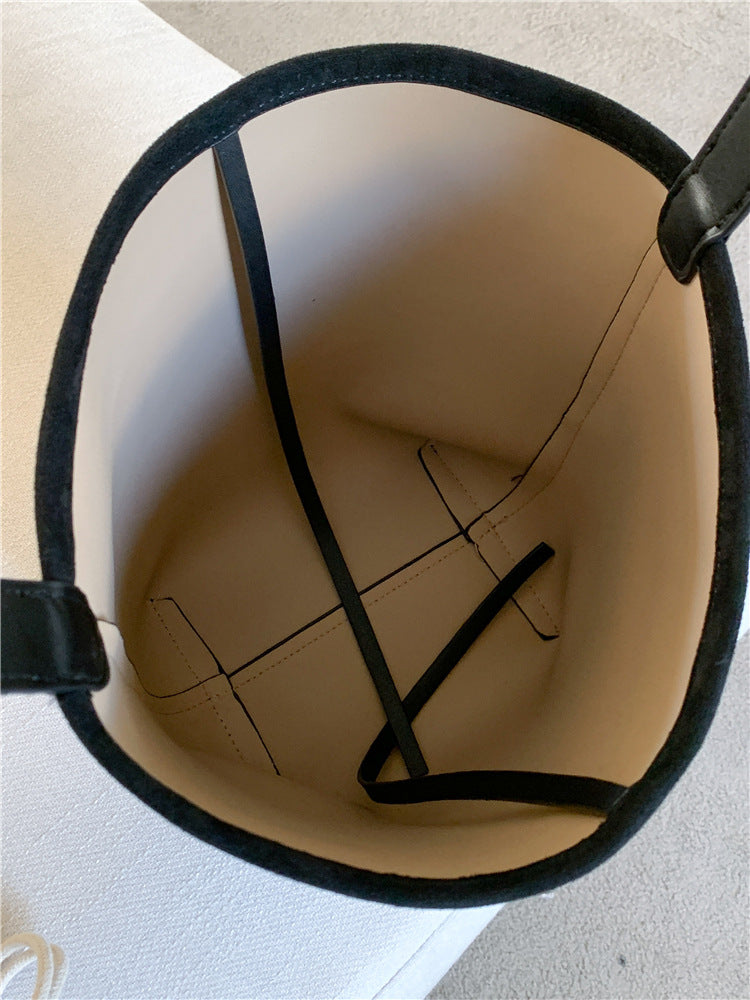 Corporate Suede Bucket Shoulder Bag